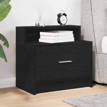 Comodino con Cassetto Rovere Nero 51x31x47 cm