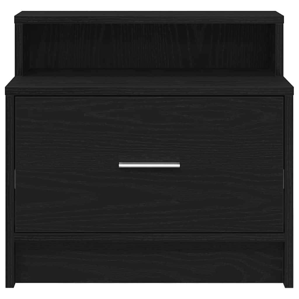 Comodino con Cassetto Rovere Nero 51x31x47 cm