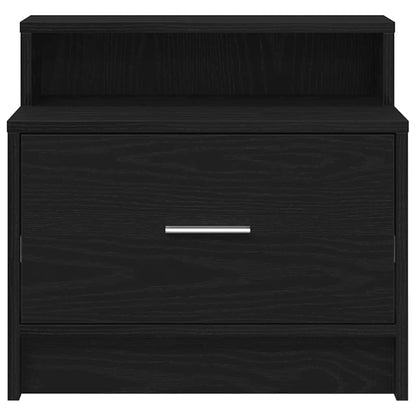 Comodino con Cassetto Rovere Nero 51x31x47 cm