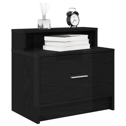 Comodino con Cassetto Rovere Nero 51x31x47 cm