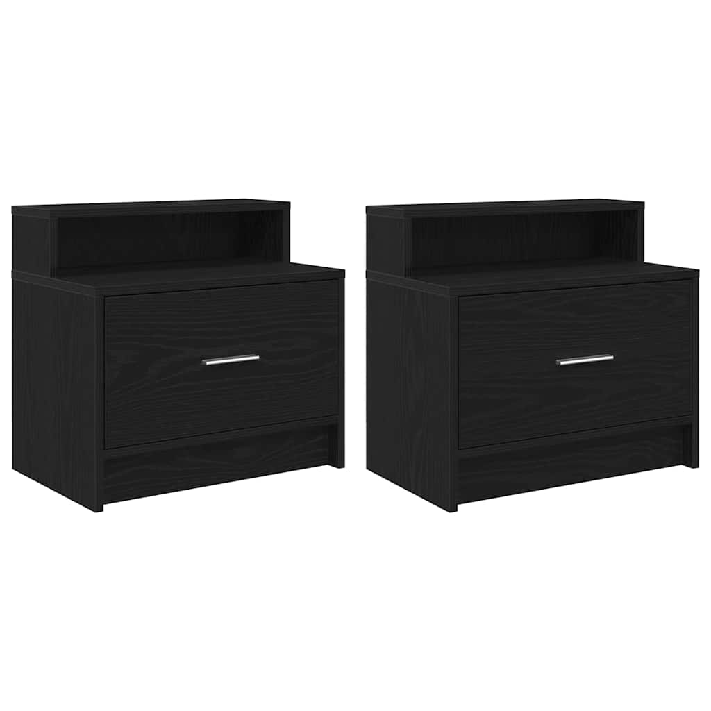 Comodini con Cassetto 2 pz Rovere Nero 51x31x47 cm