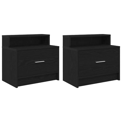 Comodini con Cassetto 2 pz Rovere Nero 51x31x47 cm