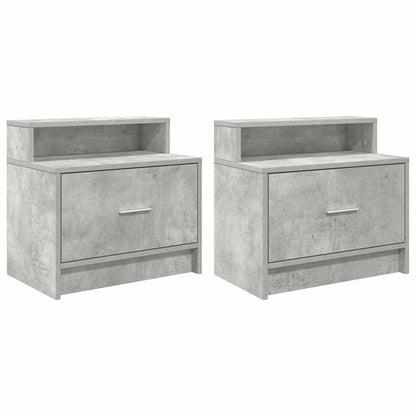 Comodini con Cassetto 2 pz Grigio Cemento 51x31x47 cm