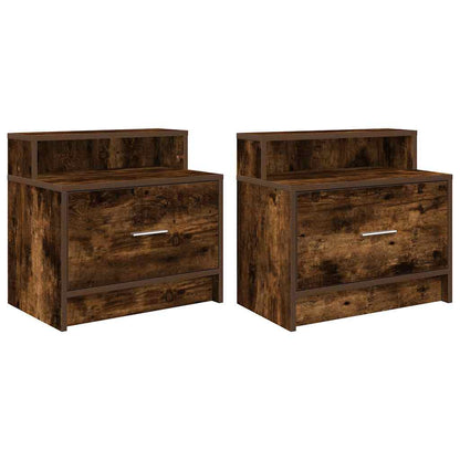 Comodini con Cassetto 2 pz Rovere Fumo 51x31x47 cm