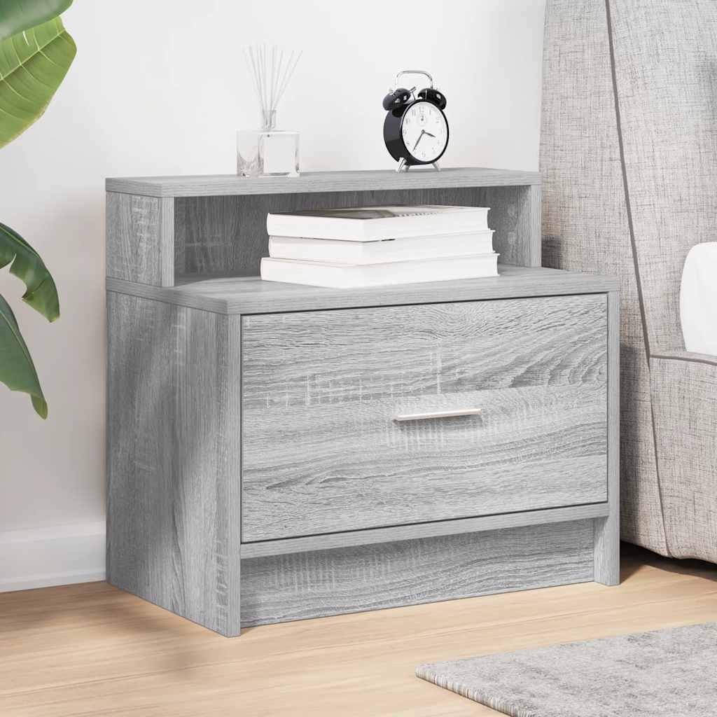 Comodino con Cassetto Grigio Sonoma 51x31x47 cm