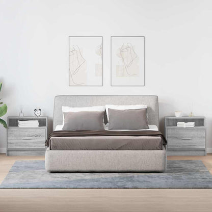 Comodini con Cassetto 2 pz Grigio Sonoma 51x31x47 cm