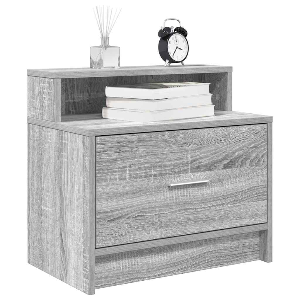 Comodini con Cassetto 2 pz Grigio Sonoma 51x31x47 cm