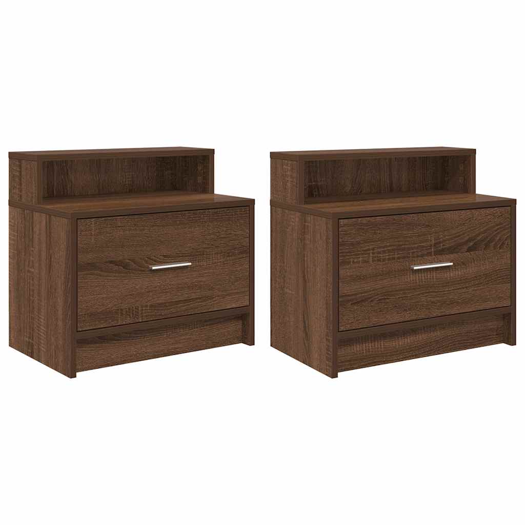 Comodini con Cassetto 2 pz Rovere Marrone 51x31x47 cm