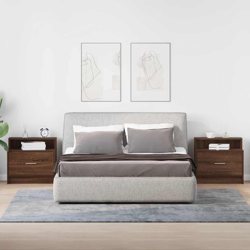 Comodini con Cassetto 2 pz Rovere Marrone 51x31x47 cm