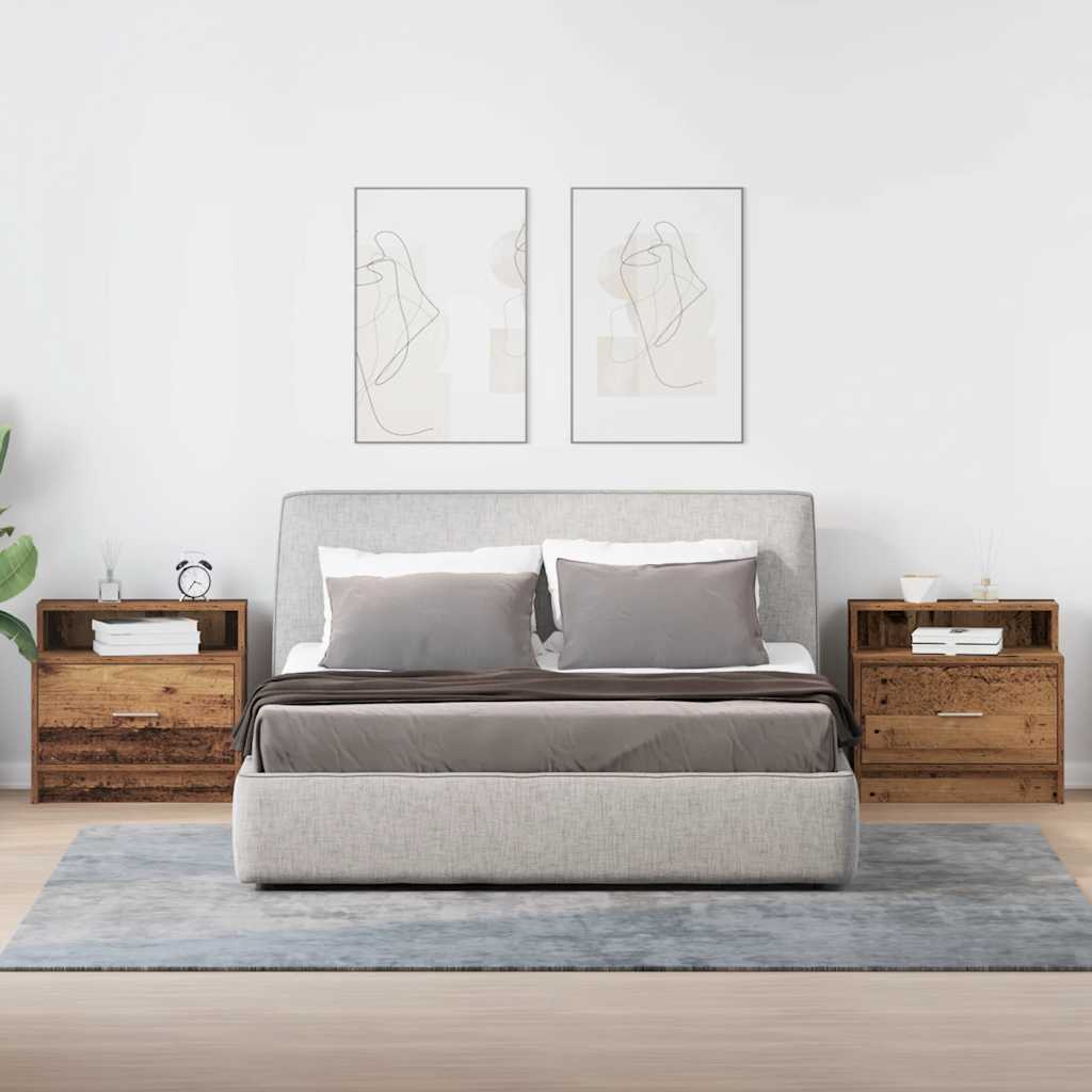 Comodini con Cassetto 2 pz in Legno Antico 51x31x47 cm