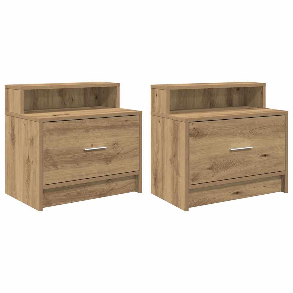 Comodini con Cassetto 2 pz Rovere Artigianale 51x31x47 cm