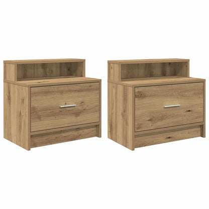 Comodini con Cassetto 2 pz Rovere Artigianale 51x31x47 cm