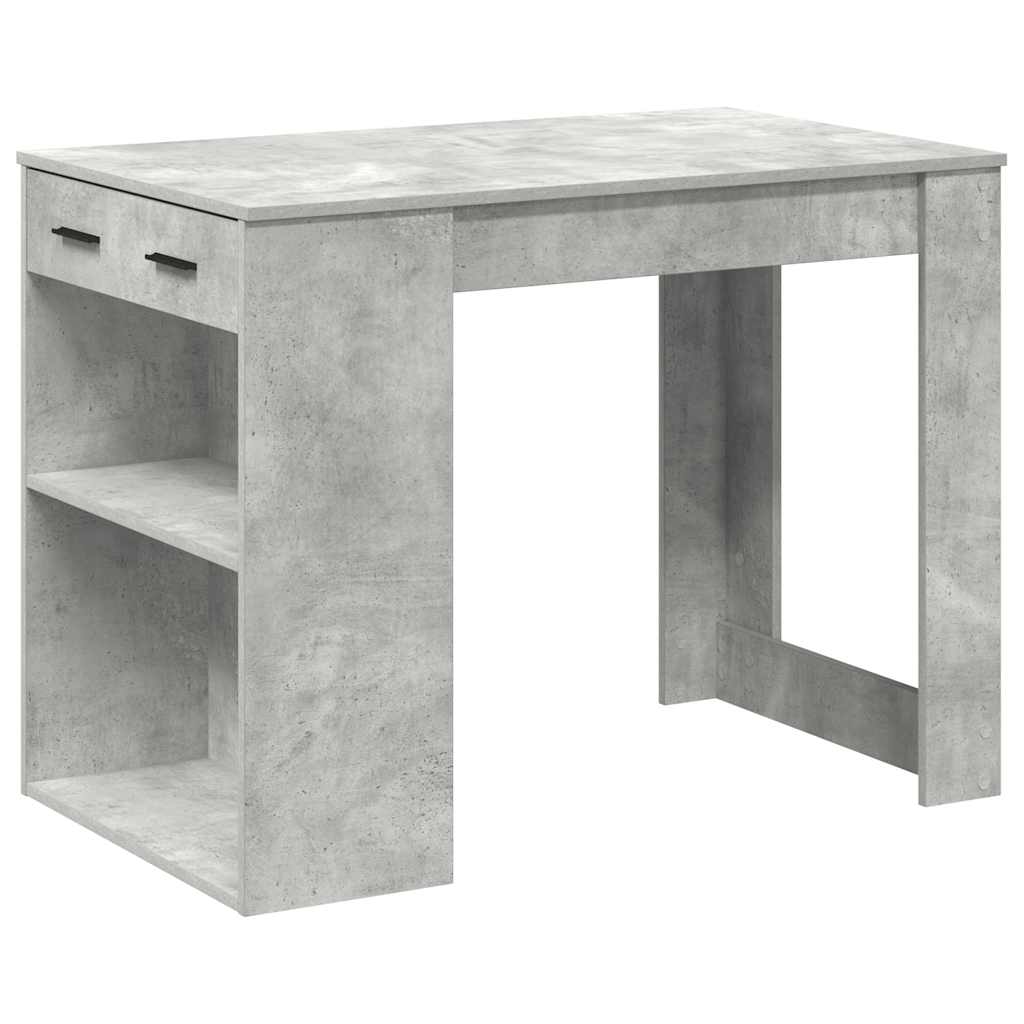 Scrivania con Cassetto Ripiano Grigio Cemento Legno Multistrato