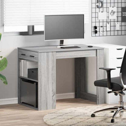 Scrivania con Cassetto Ripiano Grigio Sonoma Legno Multistrato