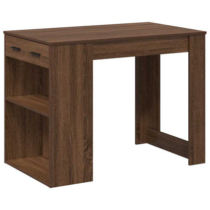Scrivania con Cassetto Ripiano Rovere Marrone Legno Multistrato