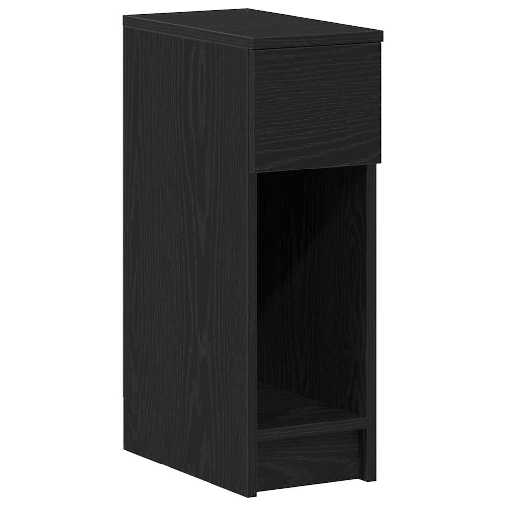 Comodino con Cassetto Rovere Nero 20x36x60 cm