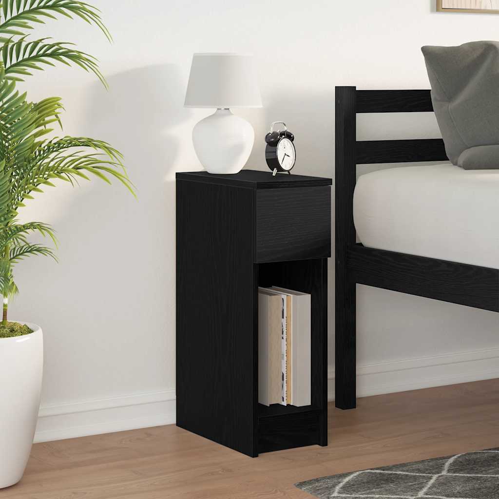 Comodino con Cassetto Rovere Nero 20x36x60 cm