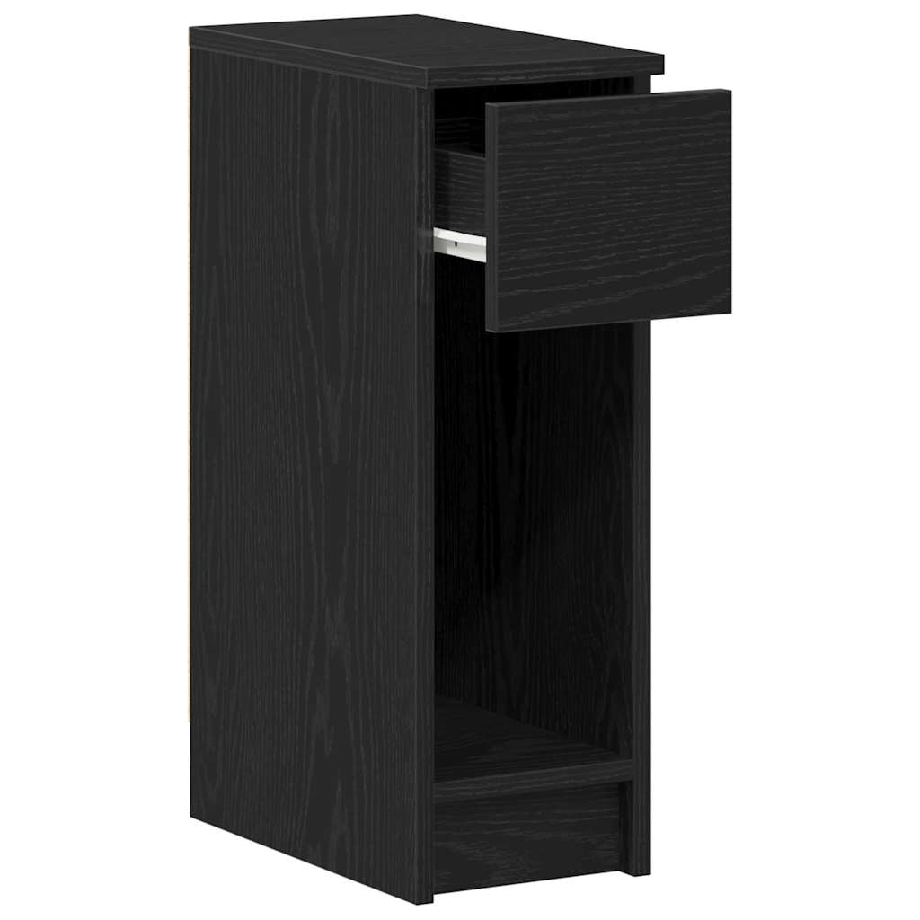 Comodino con Cassetto Rovere Nero 20x36x60 cm