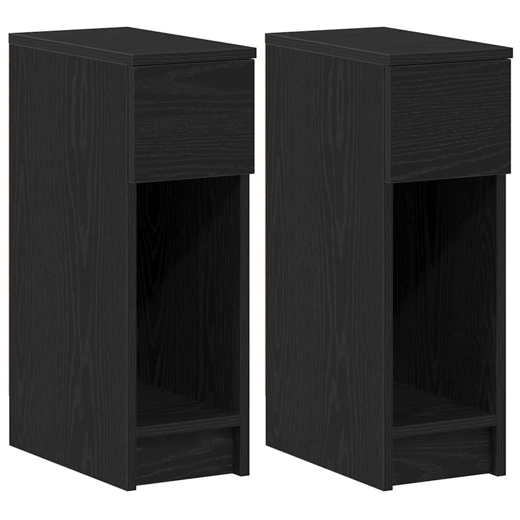 Comodini con Cassetto 2 pz Rovere Nero 20x36x60 cm