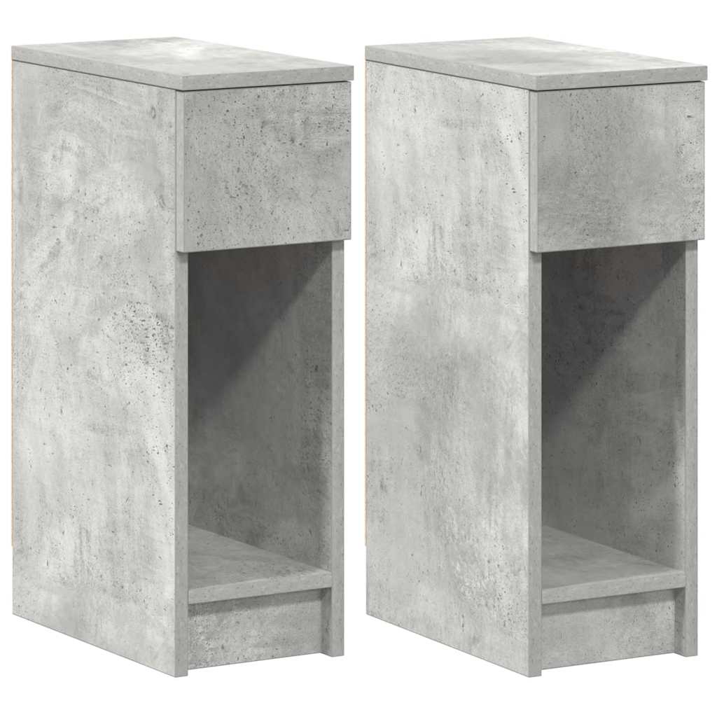 Comodini con Cassetto 2 pz Grigio Cemento 20x36x60 cm