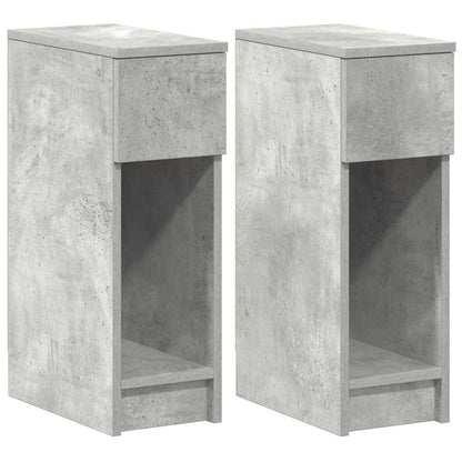 Comodini con Cassetto 2 pz Grigio Cemento 20x36x60 cm
