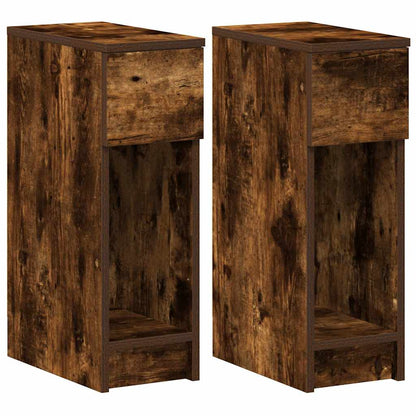 Comodini con Cassetto 2 pz Rovere Fumo 20x36x60 cm