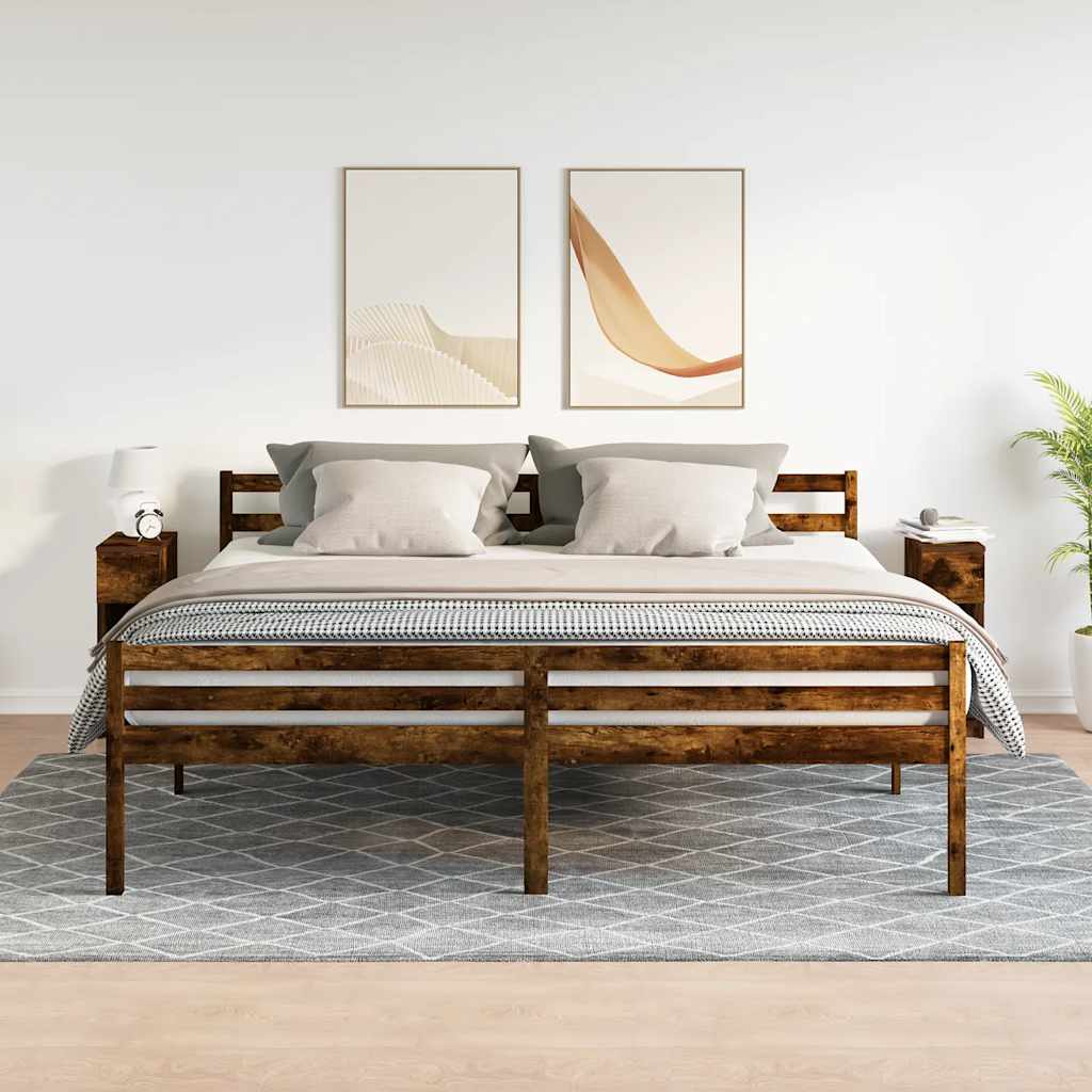 Comodini con Cassetto 2 pz Rovere Fumo 20x36x60 cm