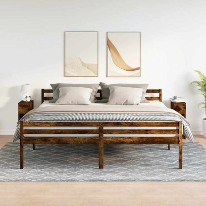 Comodini con Cassetto 2 pz Rovere Fumo 20x36x60 cm