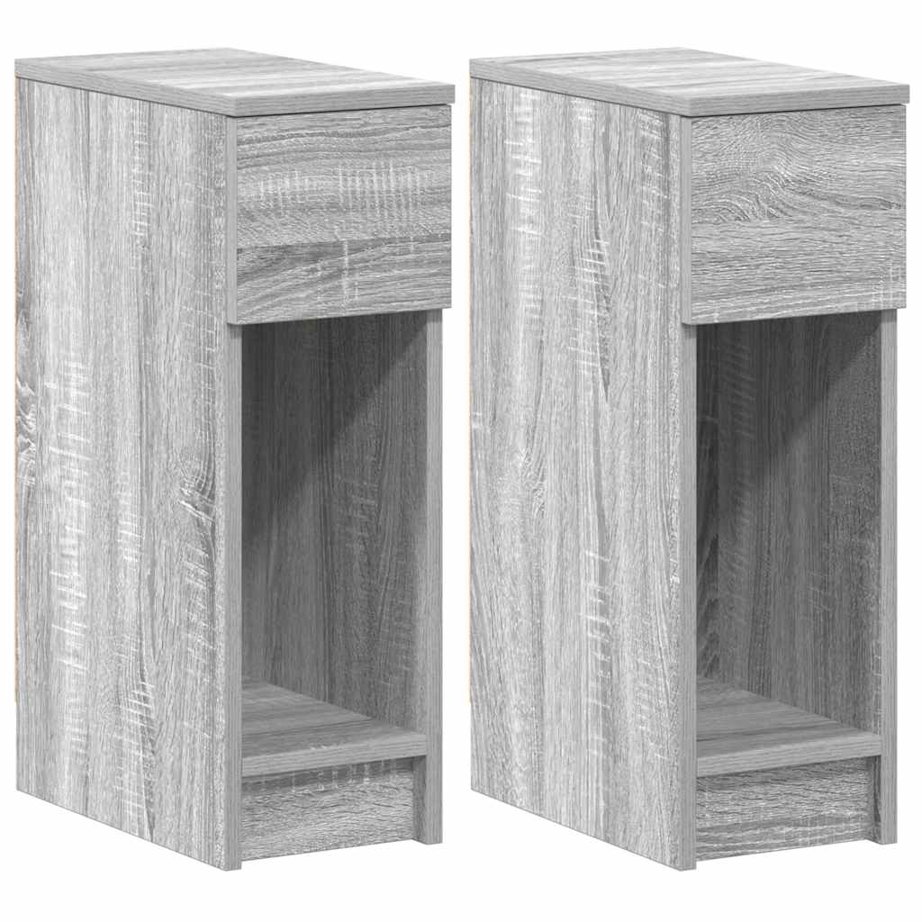 Comodini con Cassetto 2 pz Grigio Sonoma 20x36x60 cm