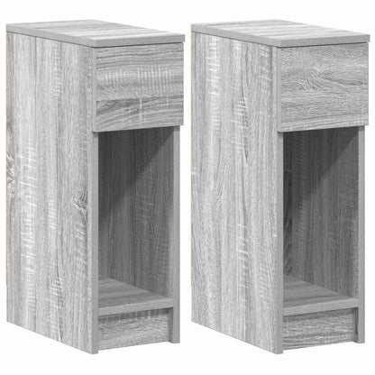 Comodini con Cassetto 2 pz Grigio Sonoma 20x36x60 cm