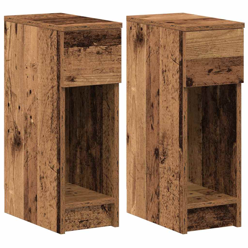 Comodini con Cassetto 2 pz in Legno Antico 20x36x60 cm