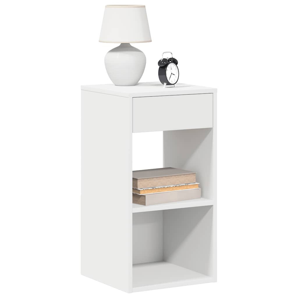 Comodino con Cassetto Bianco 35x34x66,5 cm