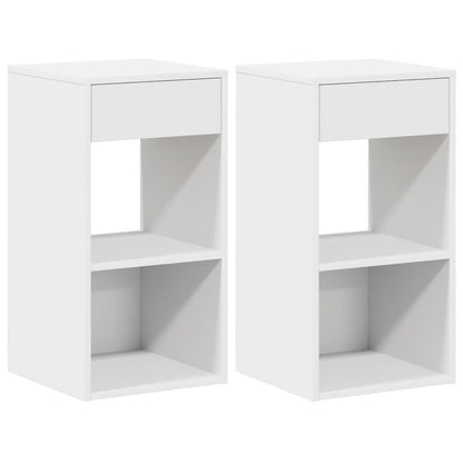 Comodini con Cassetto 2 pz Bianchi 35x34x66,5 cm