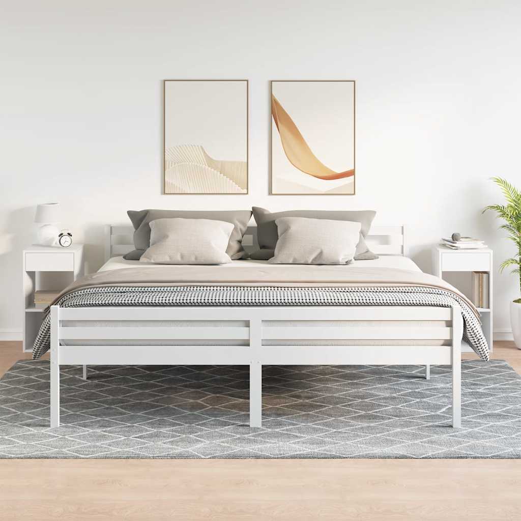 Comodini con Cassetto 2 pz Bianchi 35x34x66,5 cm