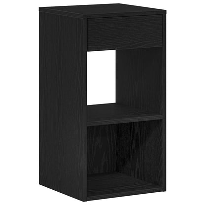 Comodino con Cassetto Rovere Nero 35x34x66,5 cm