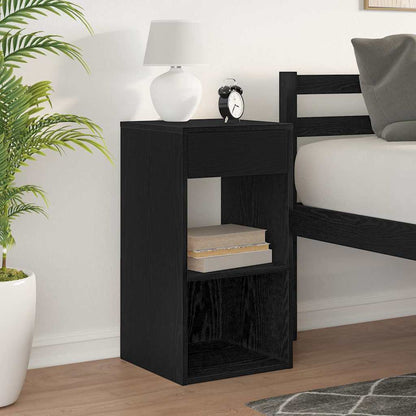 Comodino con Cassetto Rovere Nero 35x34x66,5 cm