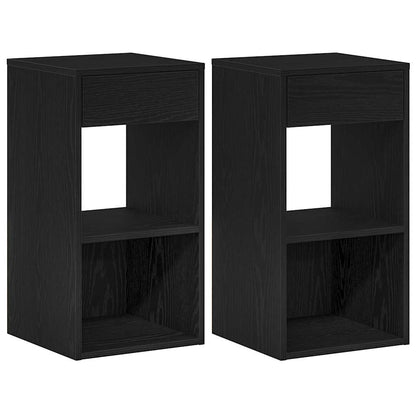 Comodini con Cassetto 2 pz Rovere Neri 35x34x66,5 cm