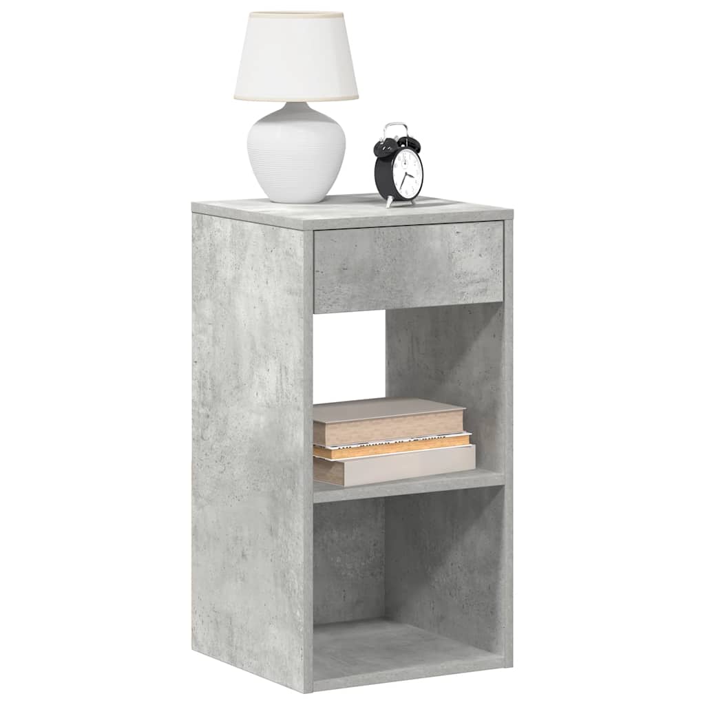 Comodino con Cassetto Grigio Cemento 35x34x66,5 cm