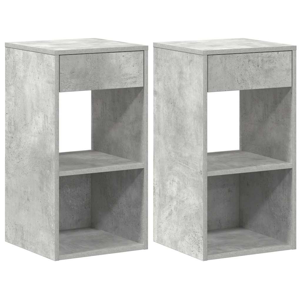 Comodini con Cassetto 2 pz Grigio Cemento 35x34x66,5 cm