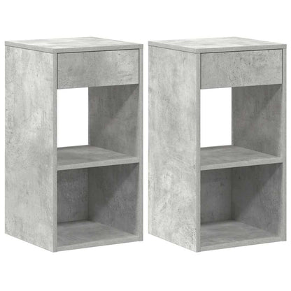 Comodini con Cassetto 2 pz Grigio Cemento 35x34x66,5 cm