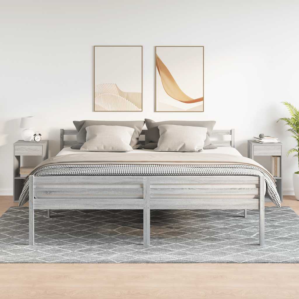 Comodini con Cassetto 2 pz Grigio Sonoma 35x34x66,5 cm