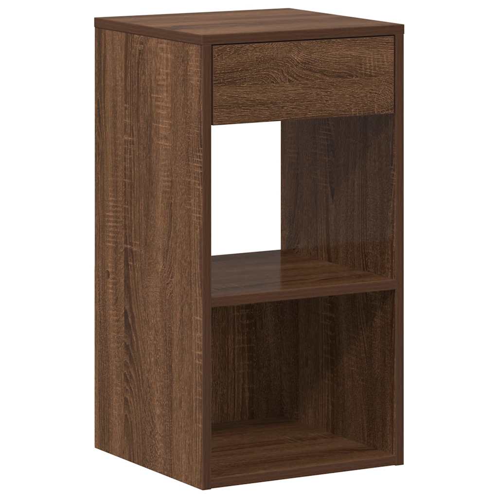 Comodino con Cassetto Rovere Marrone 35x34x66,5 cm