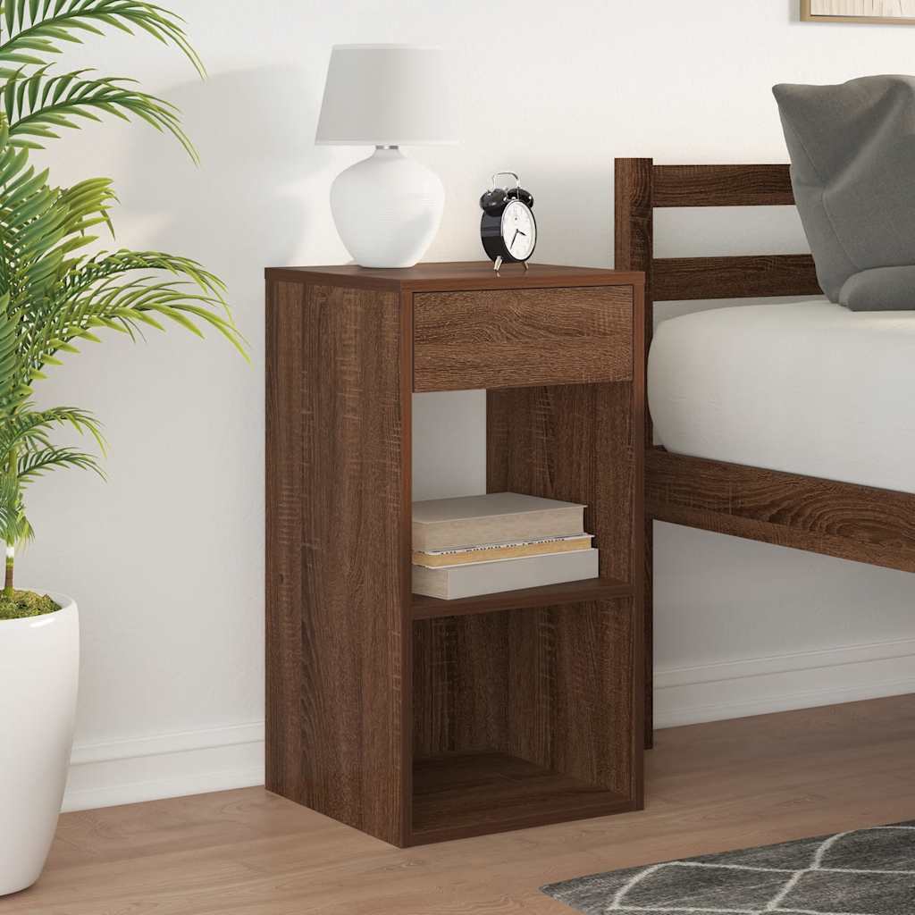 Comodino con Cassetto Rovere Marrone 35x34x66,5 cm