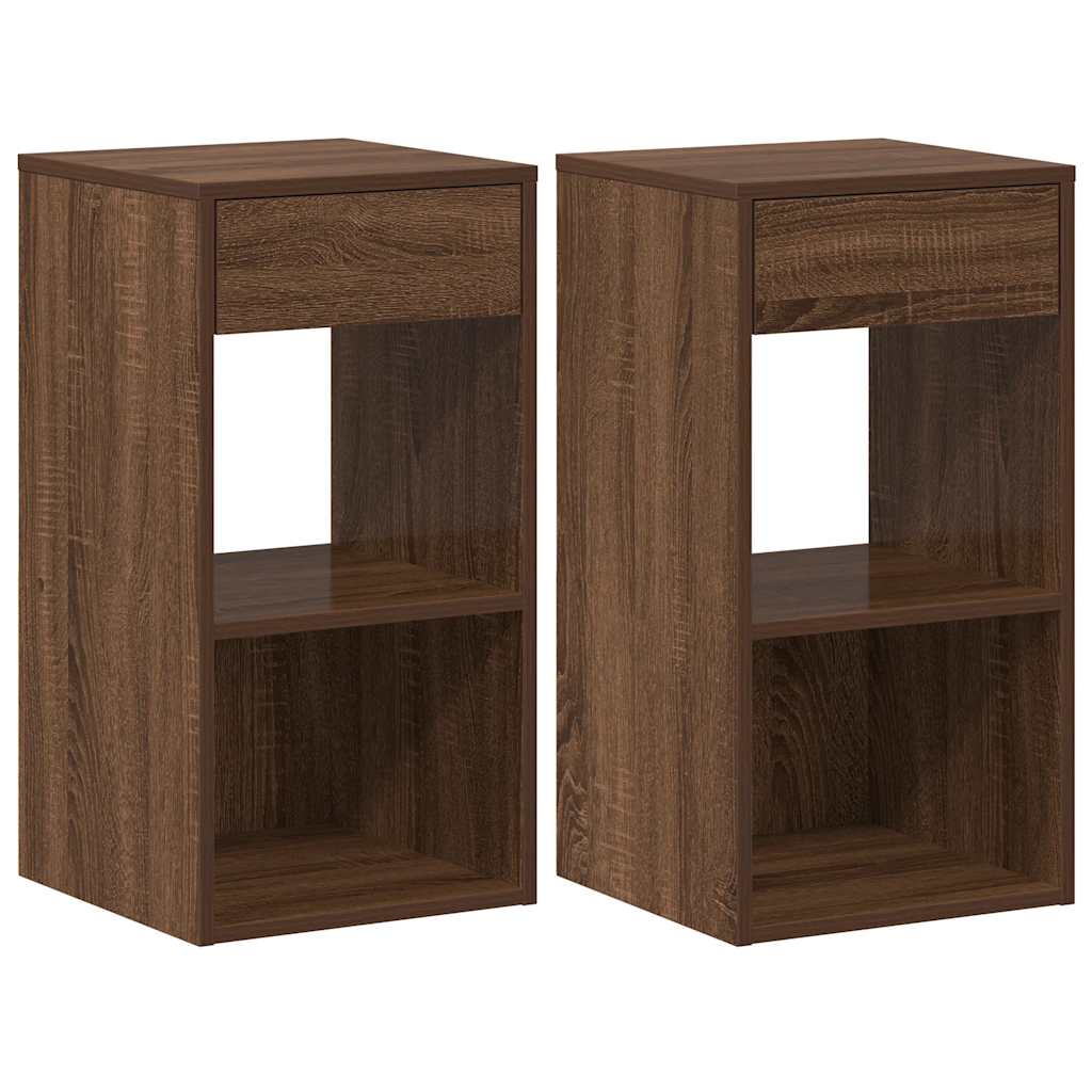 Comodini con Cassetto 2 pz Rovere Marrone 35x34x66,5 cm