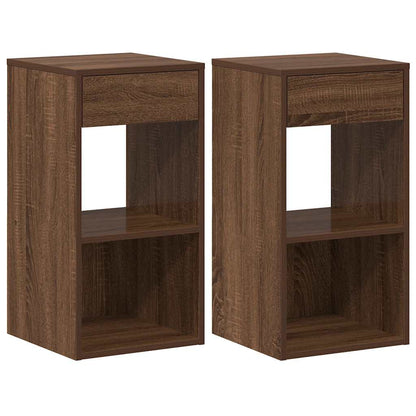 Comodini con Cassetto 2 pz Rovere Marrone 35x34x66,5 cm