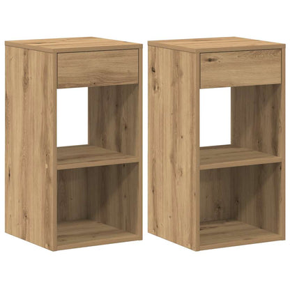 Comodini con Cassetto 2 pz Rovere Artigianale 35x34x66,5 cm