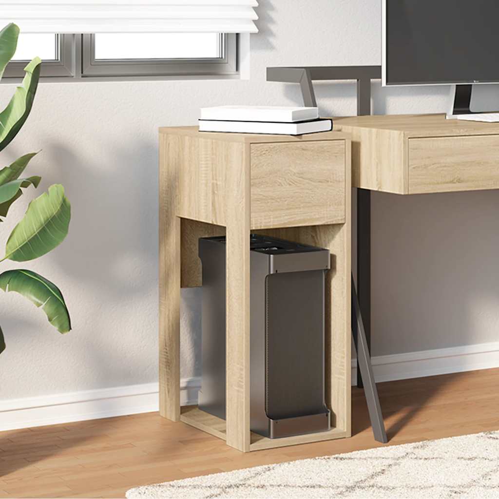 Supporto per Computer a Torre con Cassetto Rovere 30x44x74 cm