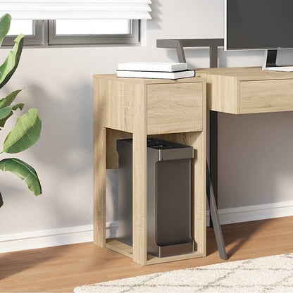 Supporto per Computer a Torre con Cassetto Rovere 30x44x74 cm