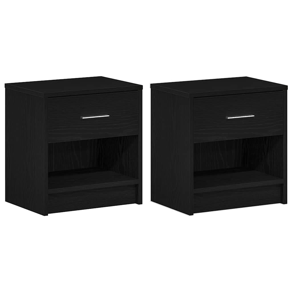 Comodini 2 pz con Cassetto Nero 39x28x41 cm