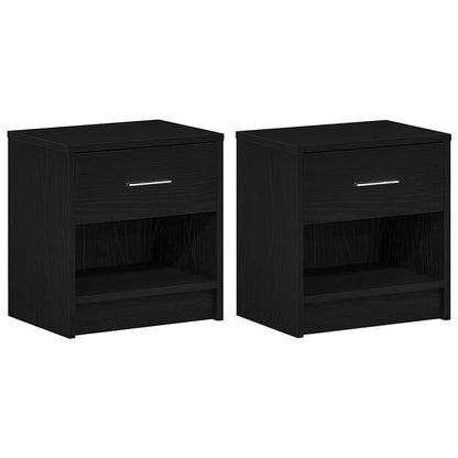 Comodini 2 pz con Cassetto Nero 39x28x41 cm